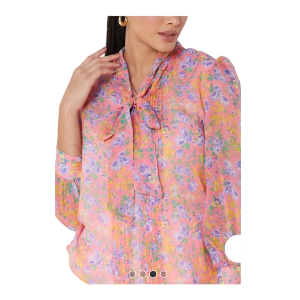 Ella printed tie detail top (NWT)